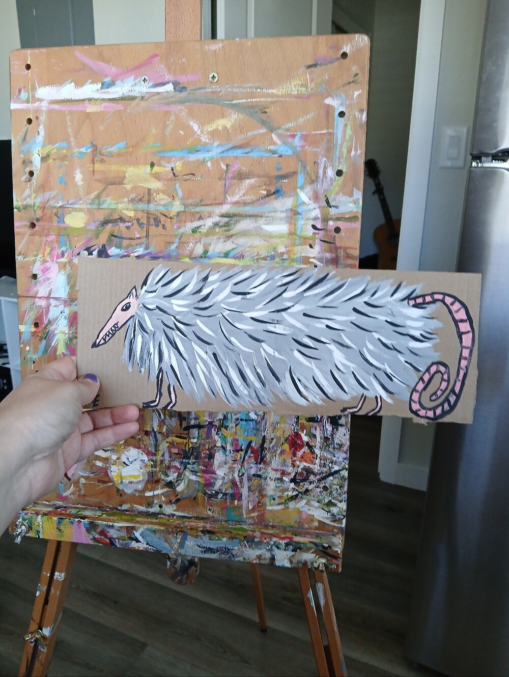 Long Possum Painting On Cardboard